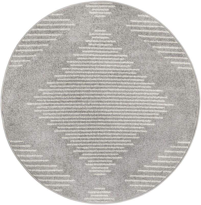 4' x 4' Knox · Geometric diamond rug, gray and ivory