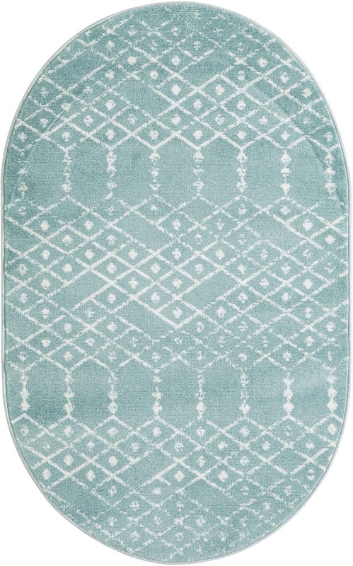 3' 3 x 5' 3 Newcomb · Diamond rug, aqua