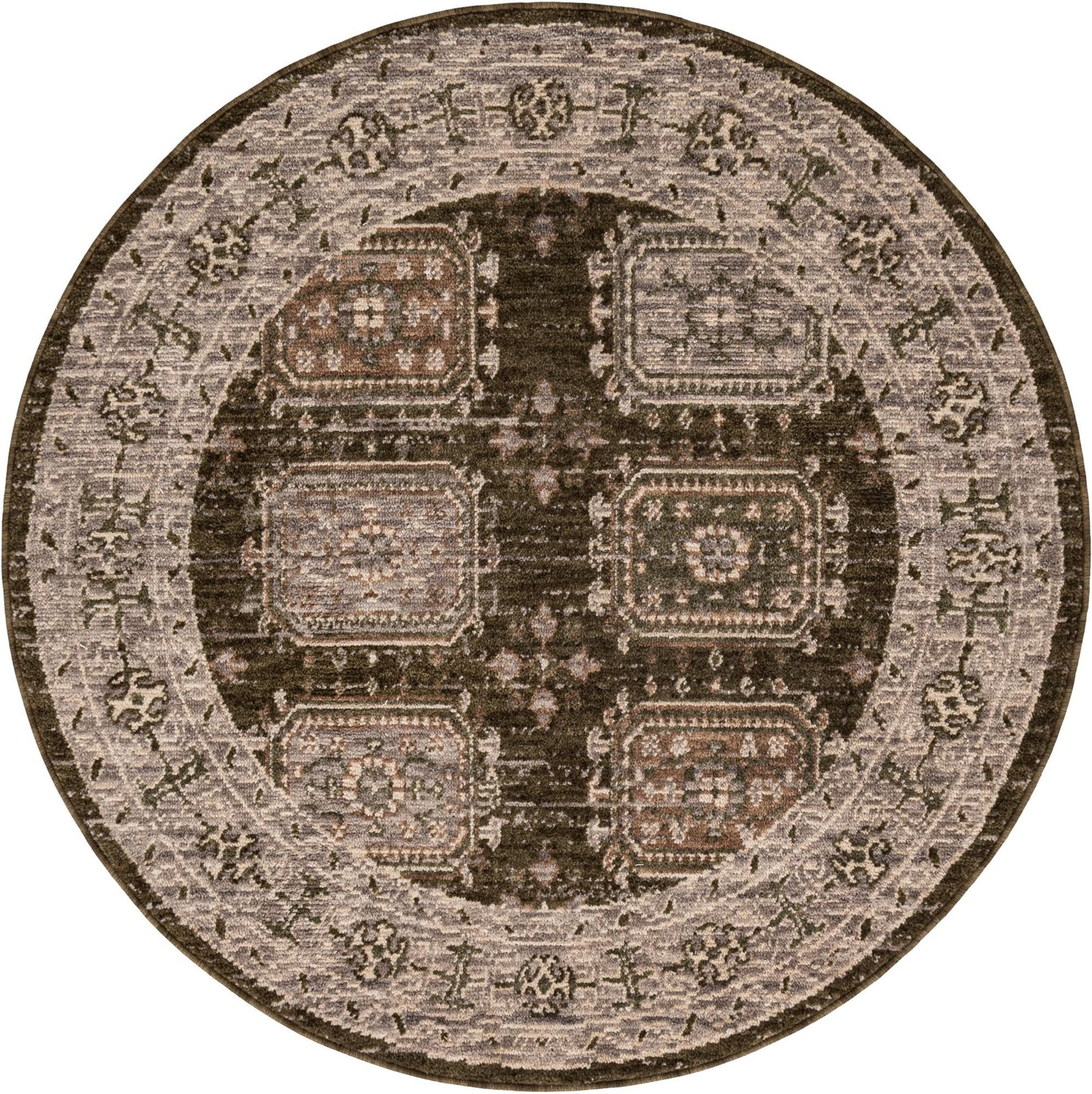 5' x 5' Oakley · Border rug, green