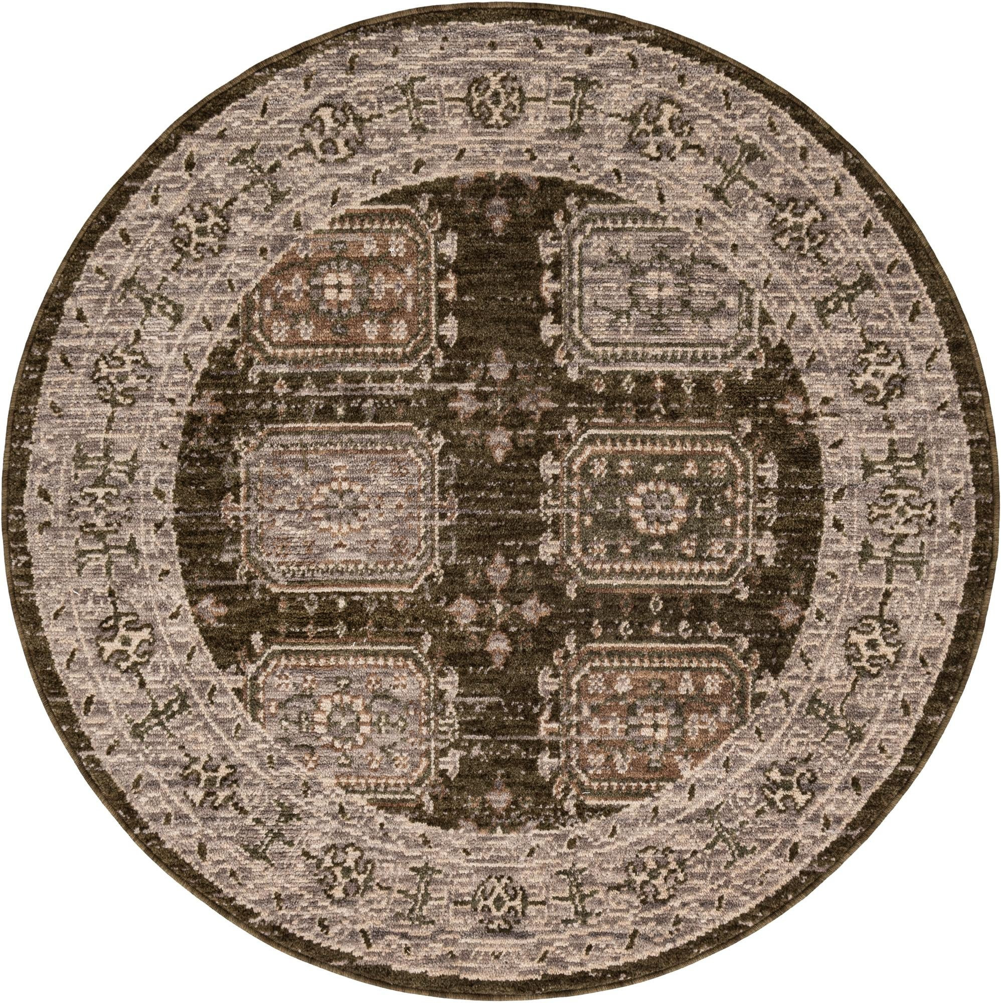 5' x 5' Oakley · Border rug, green