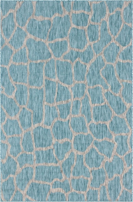 6' x 9' Stillwater · Animal print Outdoor Rug, aqua