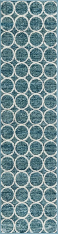 Corvallis · Geometric lattice rug, blue and ivory