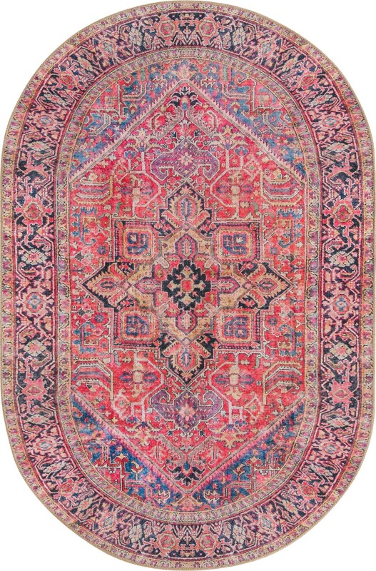 4' x 6' Bismarck · Border Washable Rug, red