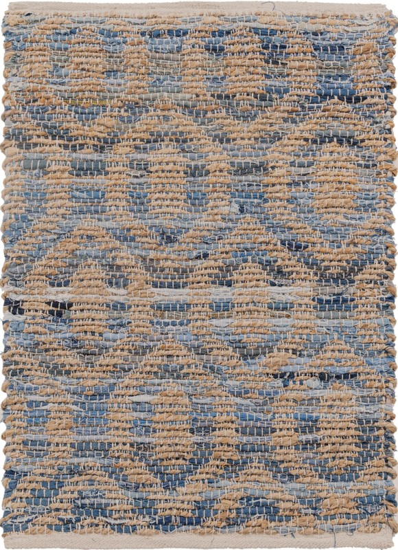 Hops · Lattice Chindi Rug, navy and natural