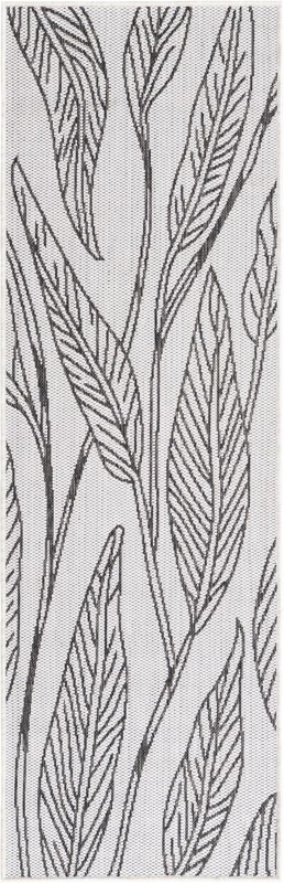 2' x 6' Milton · Floral / botanical Outdoor Rug, charcoal ivory