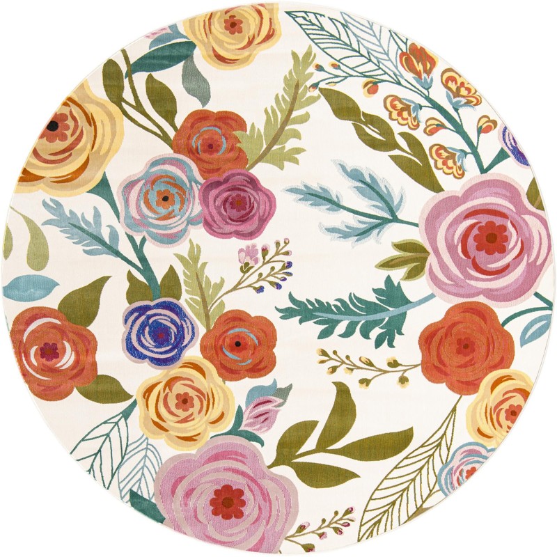 Burbank · Floral / botanical rug, ivory