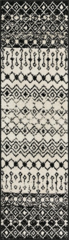 2' x 7' Vernon · Tribal geometric rug, black and white