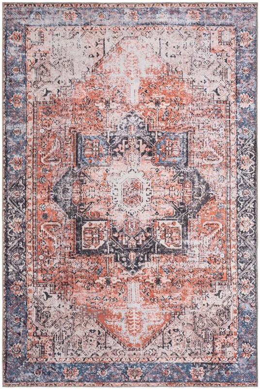 6' x 9' Travers · Medallion rug, rust and navy