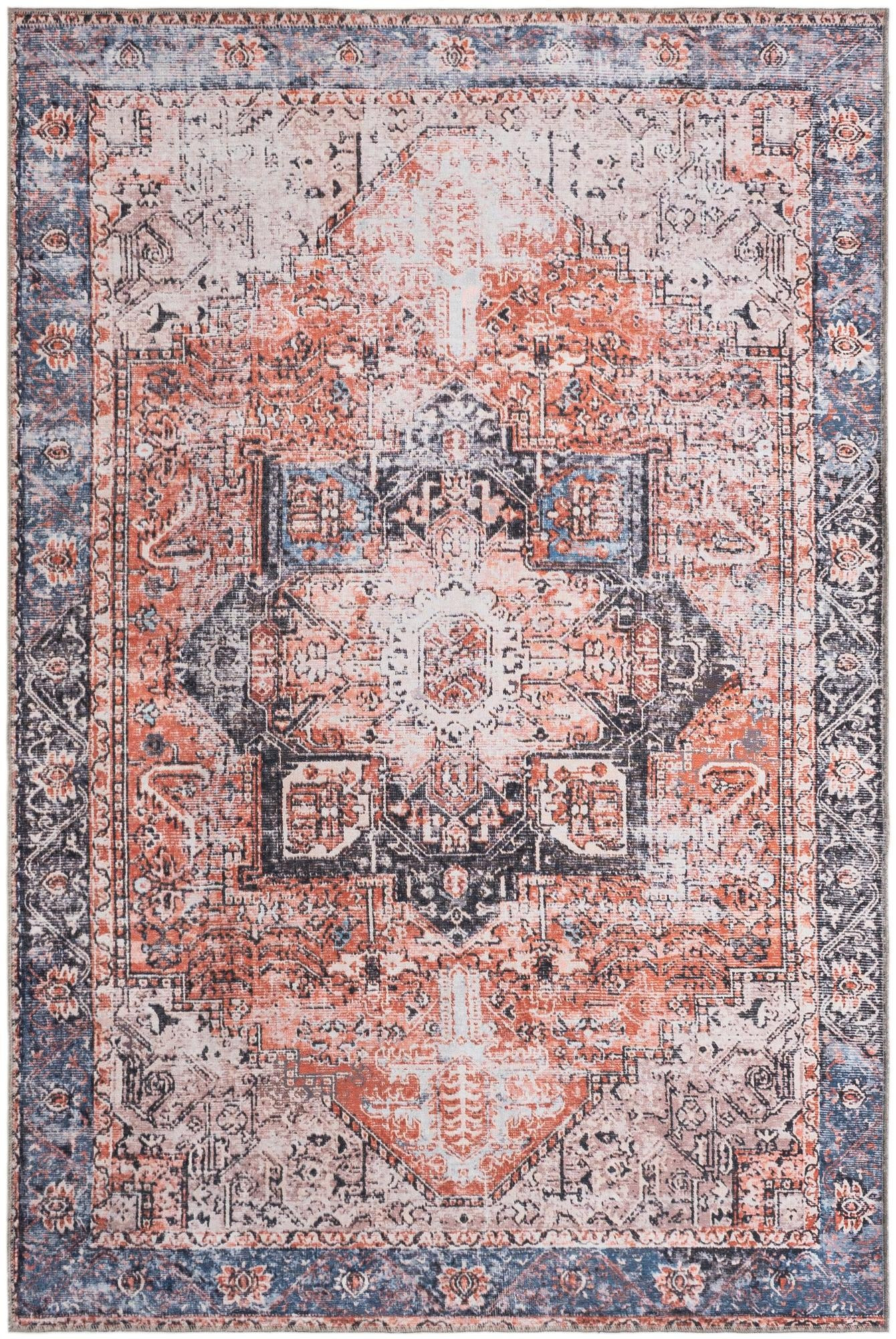 6' x 9' Travers · Medallion rug, rust and navy