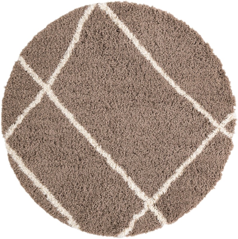 8' x 8' Rockingham · Geometric Shag Rug, khaki