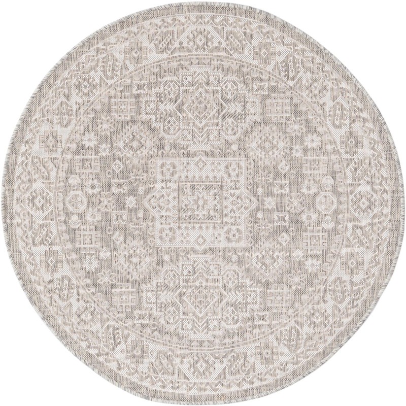 4' x 4' Bellamy · Border Outdoor Rug, light gray