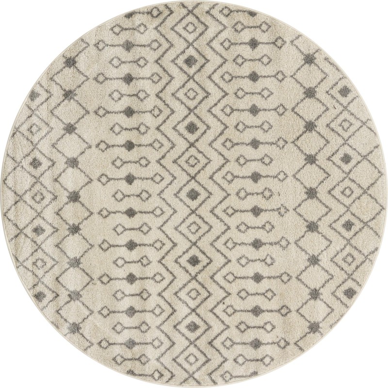 6' x 6' Boswell · Geometric lattice rug, ivory and gray