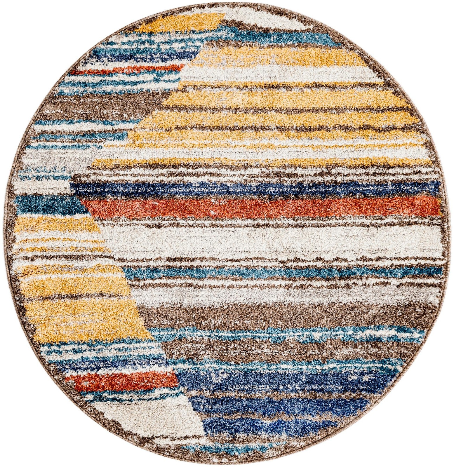 3' 3 x 3' 3 Baird · Striped rug, ivory and multicolor