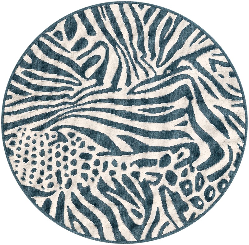 3' x 3' Whittier · Animal print Outdoor Rug, navy blue and ivory