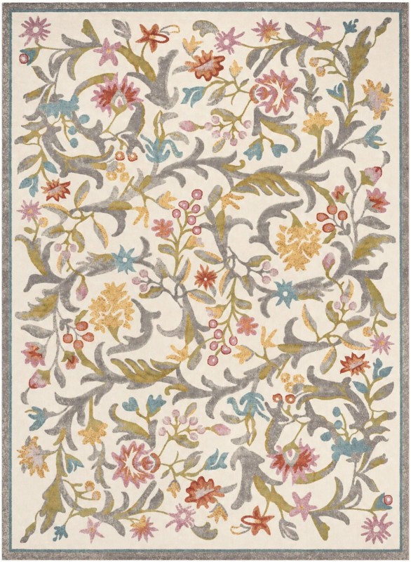 8' x 11' Draper · Floral rug, ivory and multi