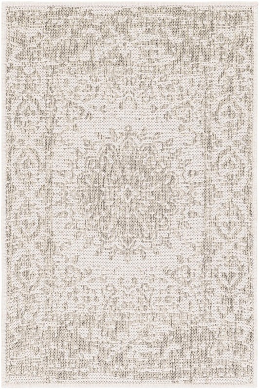 Royce · Faded medallion Outdoor Rug, gray and cream
