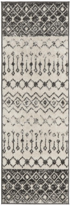 2' x 6' Vernon · Geometric tribal rug, gray and ivory