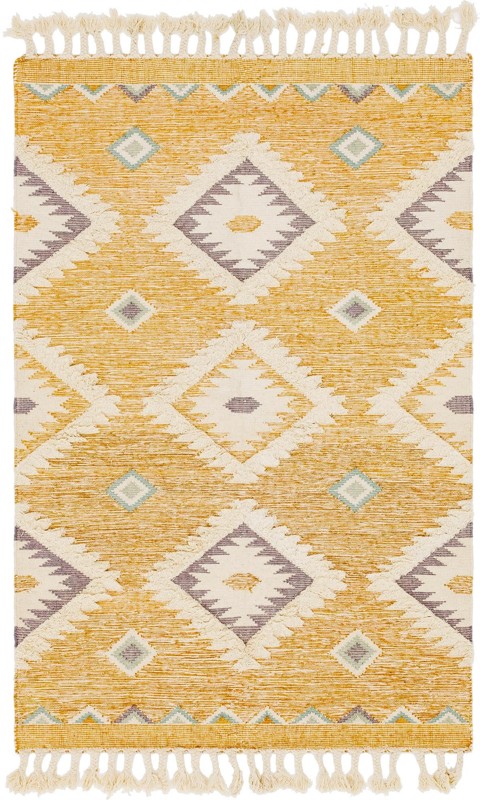 6' 1 x 9' Amaranth · Diamond Wool Rug, gold