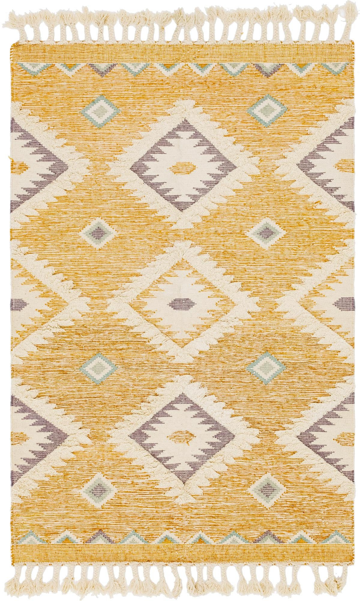 6' 1 x 9' Amaranth · Diamond Wool Rug, gold
