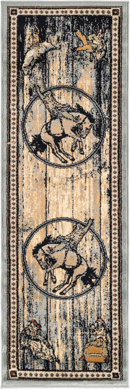 2' x 6' Howell · Border rug, blue