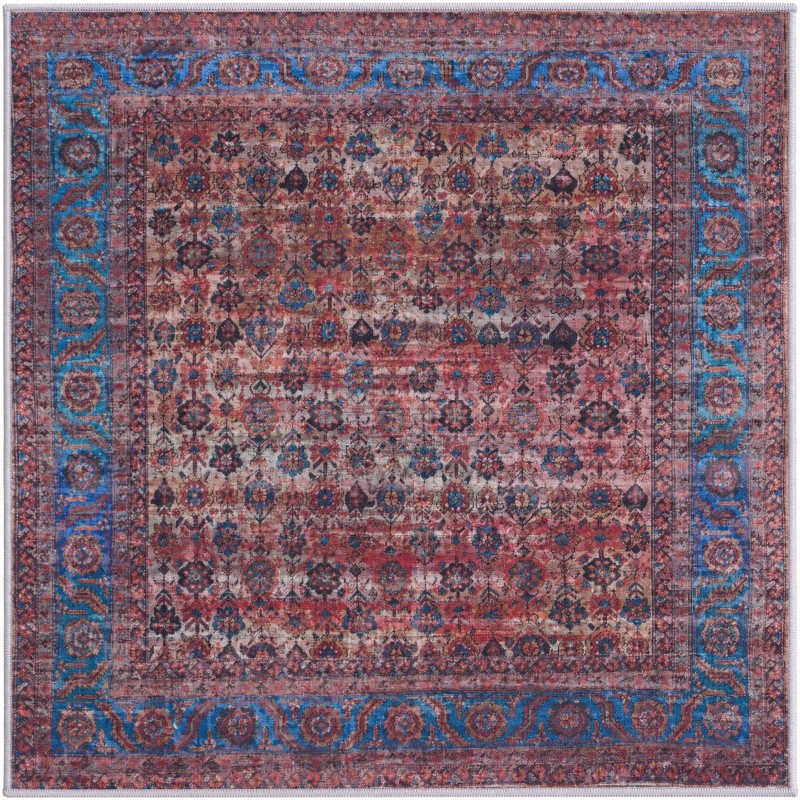 4' x 4' Croft · Persian rug, antique pink and blue