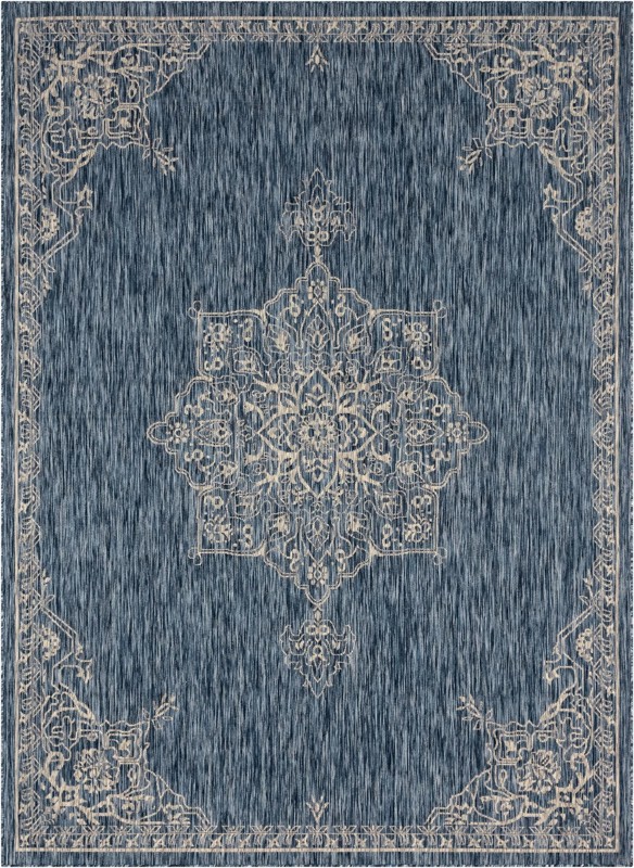 7' 10 x 11' Rhys · Border Outdoor Rug, blue