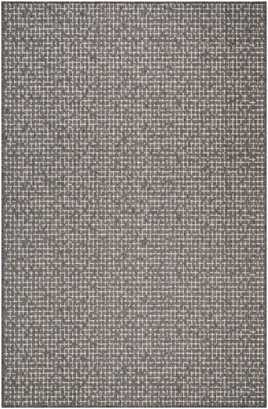 5' 3 x 8' Loam · Checkered Outdoor Rug, charcoal