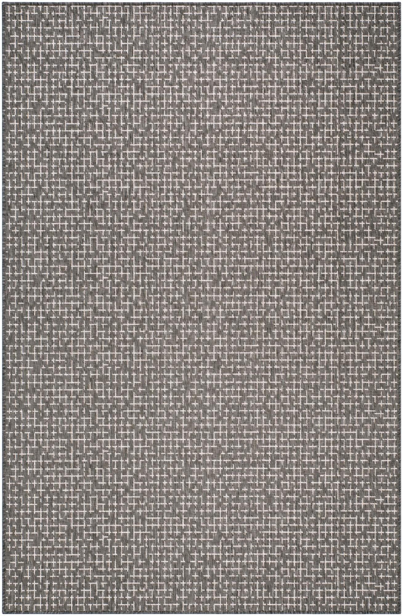 5' 3 x 8' Loam · Checkered Outdoor Rug, charcoal