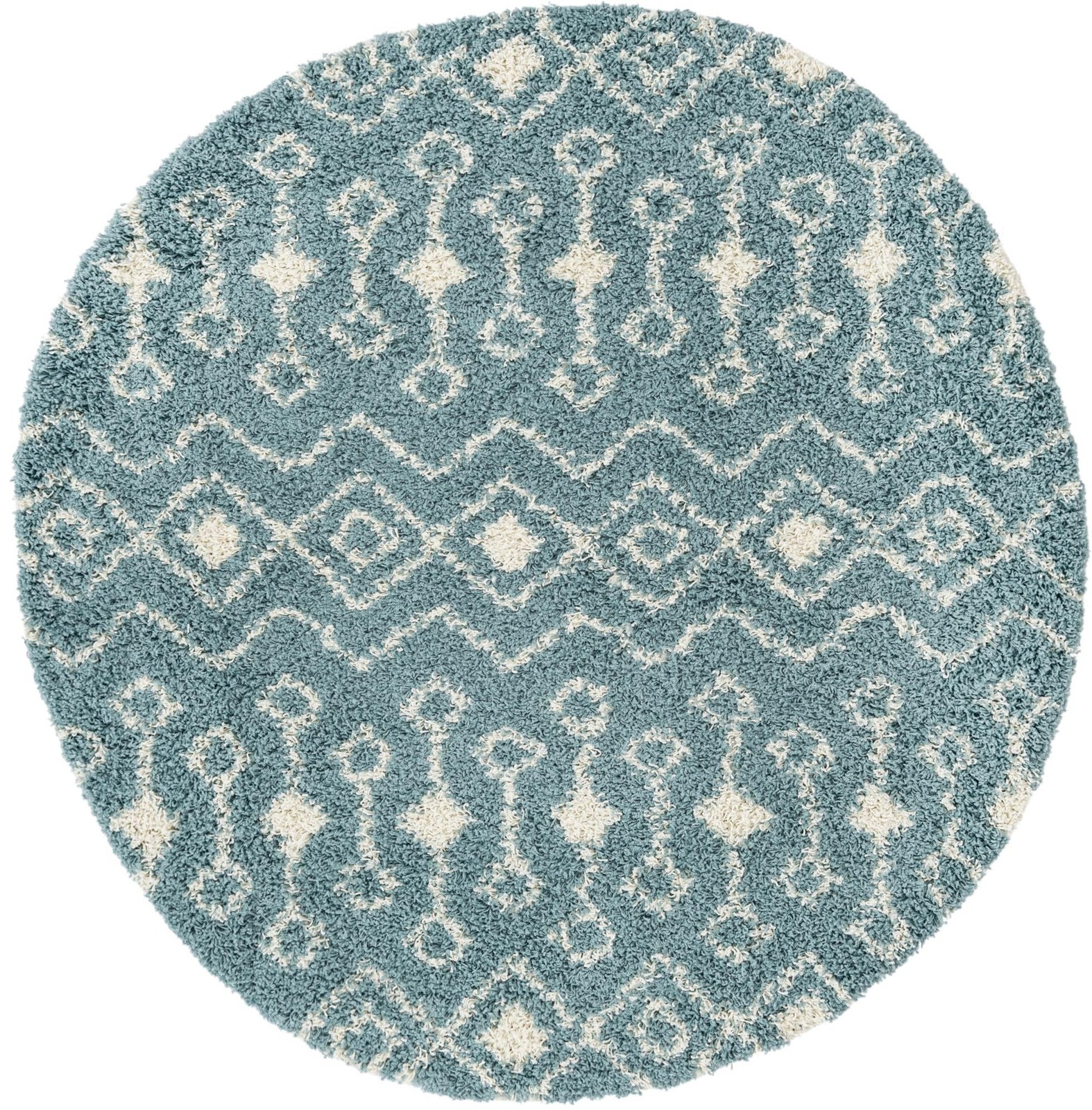6' x 6' Bayley · Geometric trellis shag rug, light blue