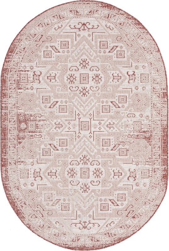 5' 3 x 8' Estuary · Border Outdoor Rug, rust red