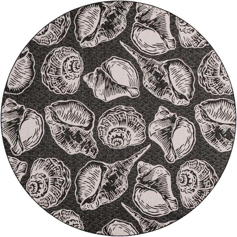 10' x 10' Arcata · Seashell Outdoor Rug, black and white