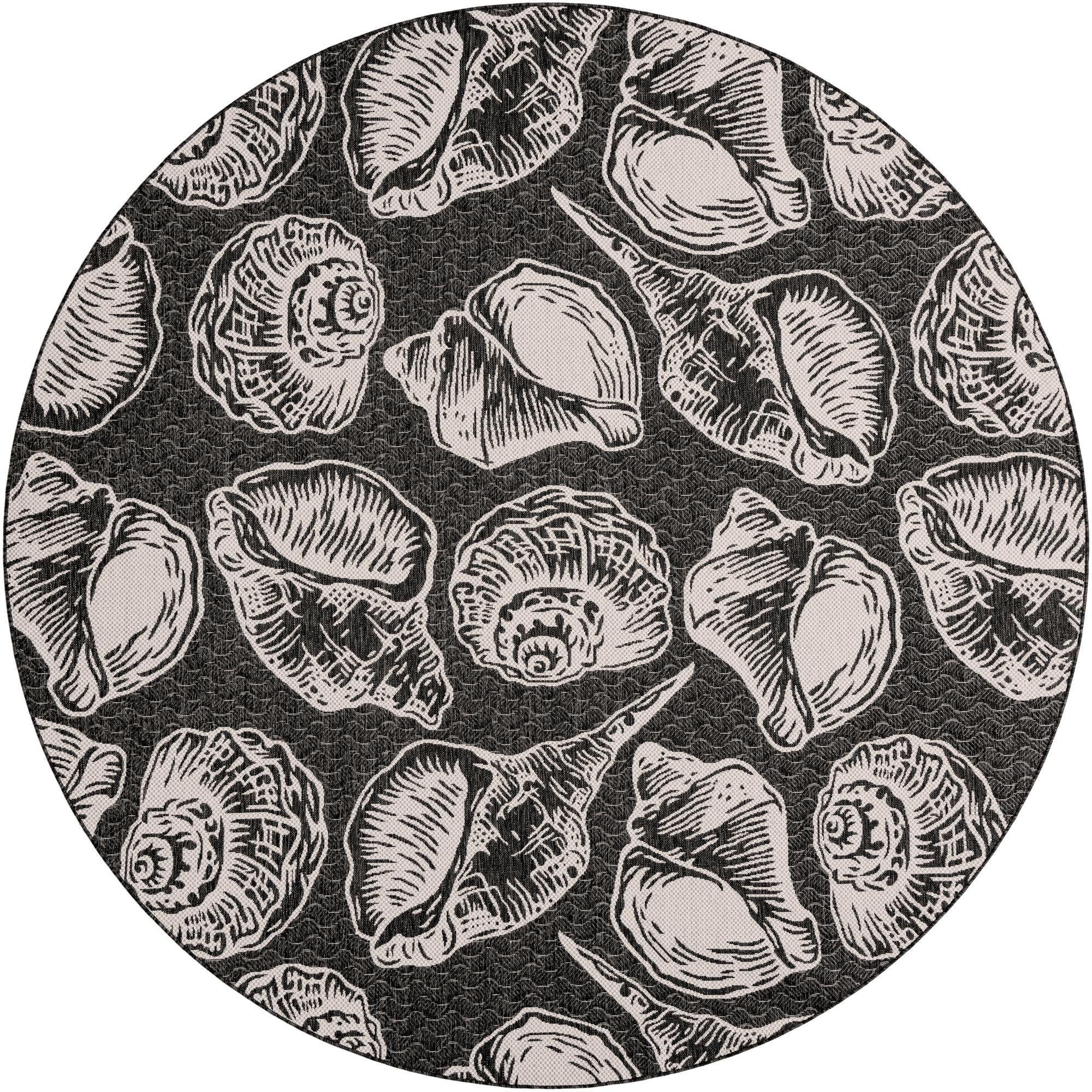 10' x 10' Arcata · Seashell Outdoor Rug, black and white