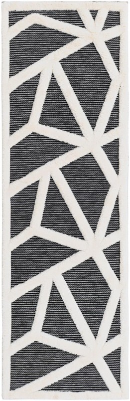 2' 7 x 8' Sutter · Geometric line rug, gray and ivory