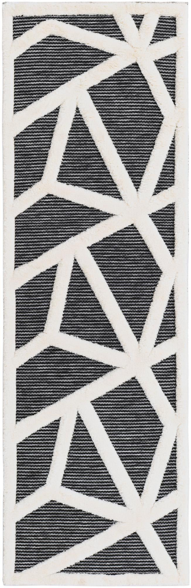 2' 7 x 8' Sutter · Geometric line rug, gray and ivory