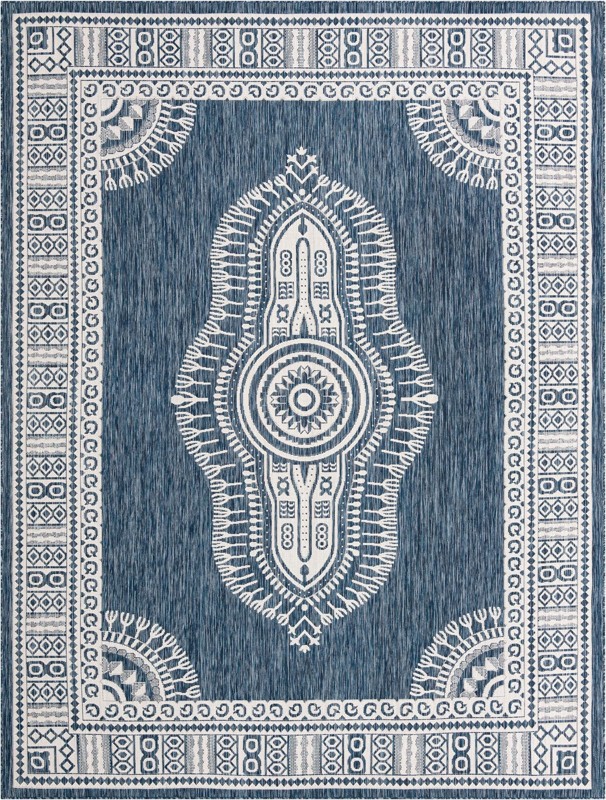 Bainbridge · Border Outdoor Rug, blue