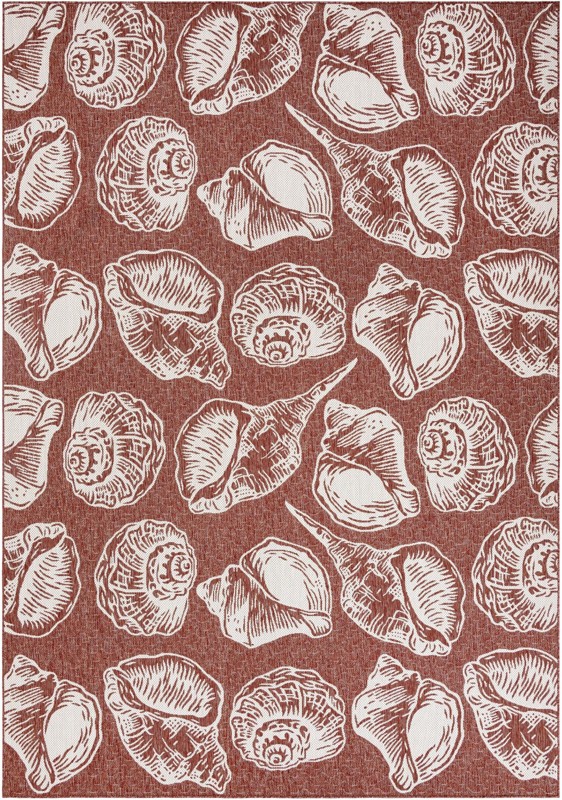 10' x 14' Arcata · Pictoral Outdoor Rug, rust red and ivory
