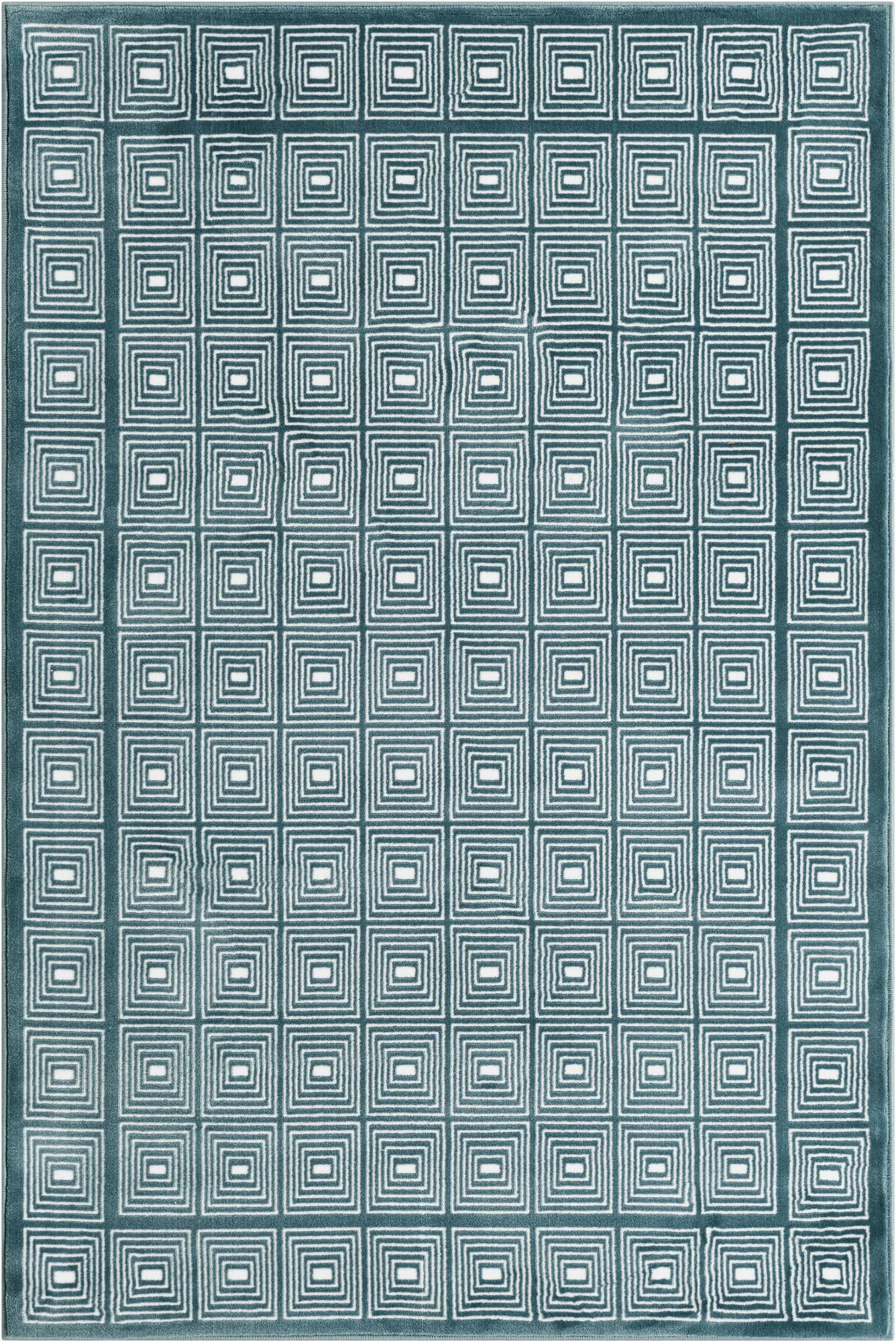 4' x 6' Atwood · Border rug, aegean blue
