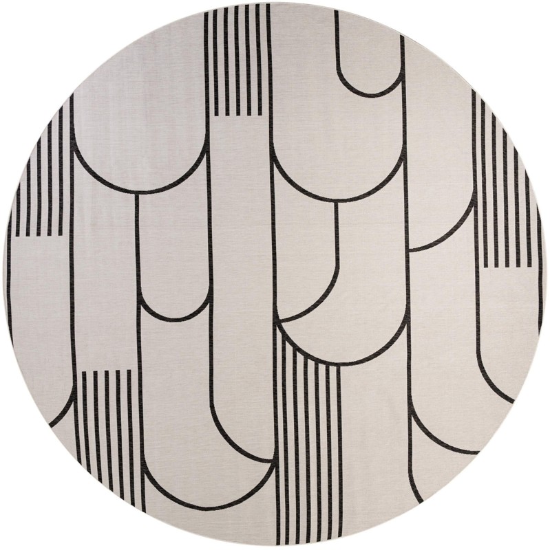 13' x 13' Prudence · Geometric Outdoor Rug, black and white