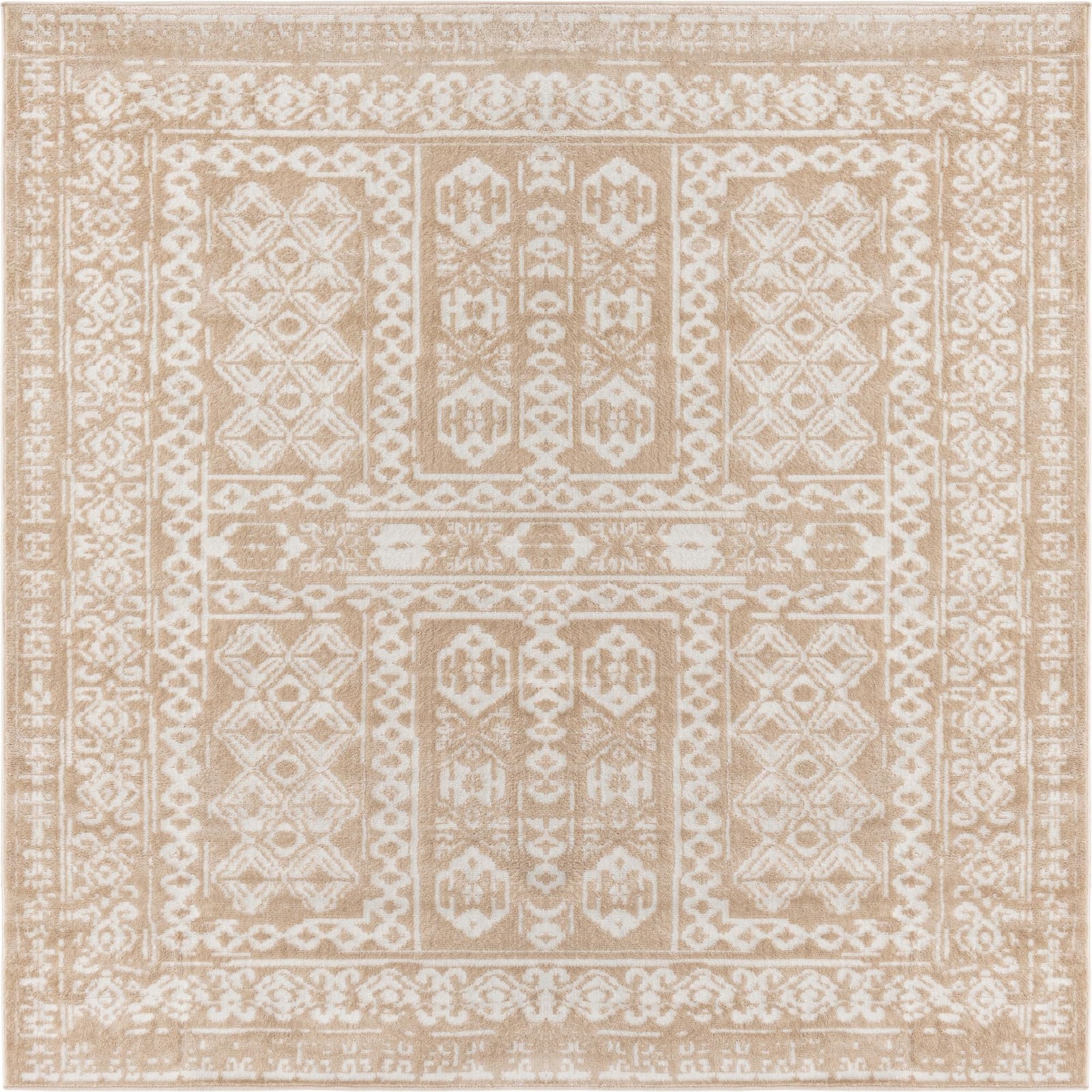 7' 10 x 7' 10 Fitch · Border rug, beige