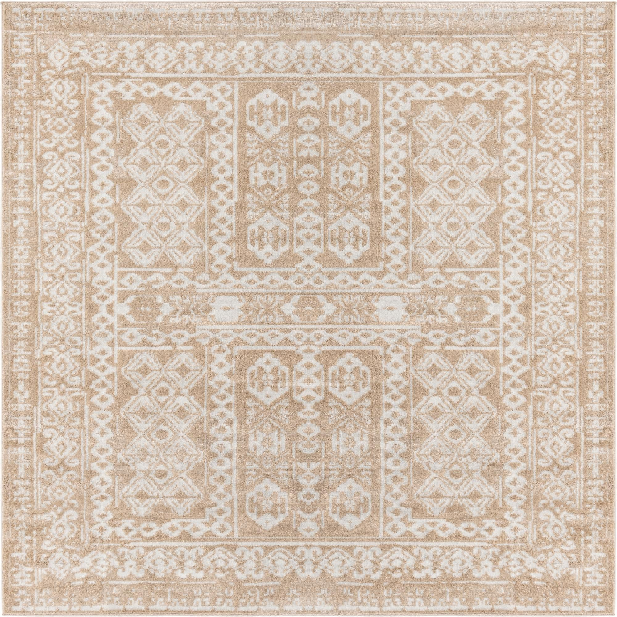 7' 10 x 7' 10 Fitch · Border rug, beige