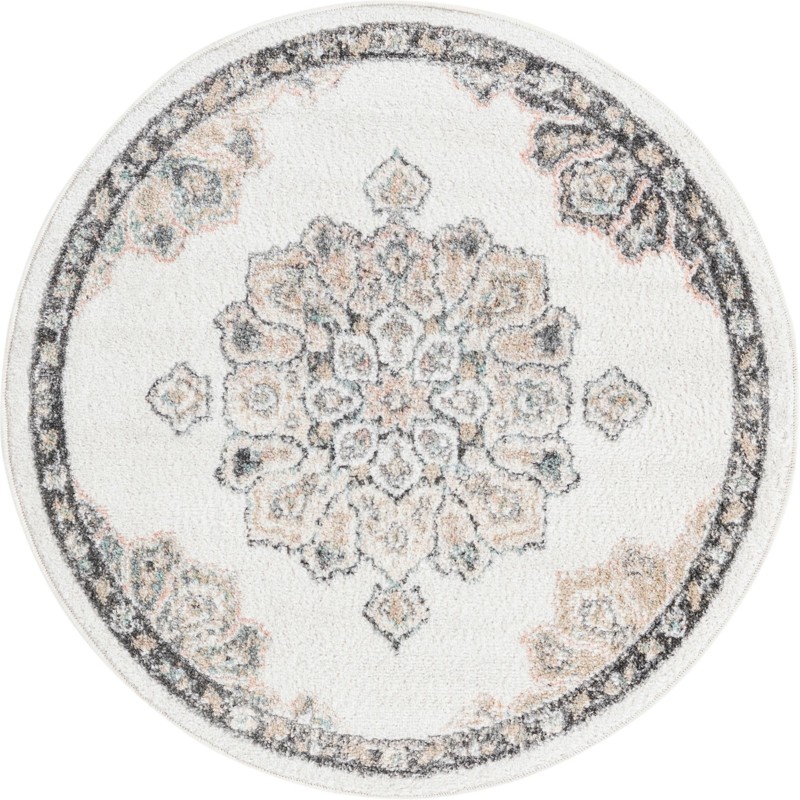 3' 3 x 3' 3 Nettle · Border rug, ivory