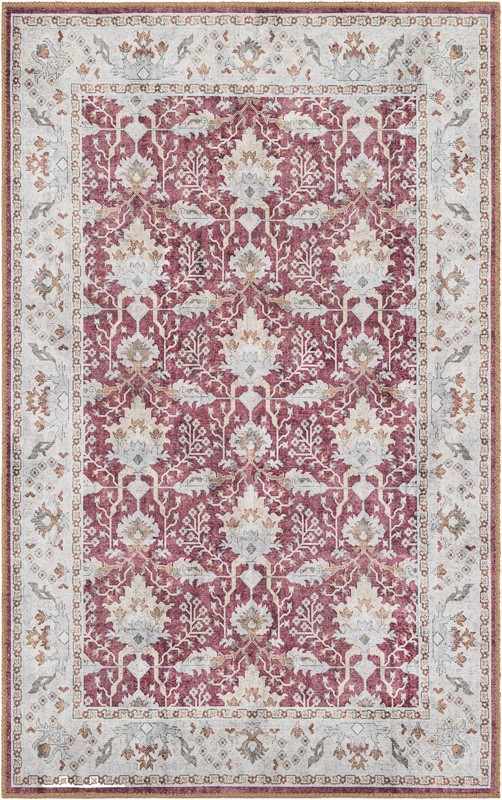 Hobson · Border Washable Rug, burgundy red