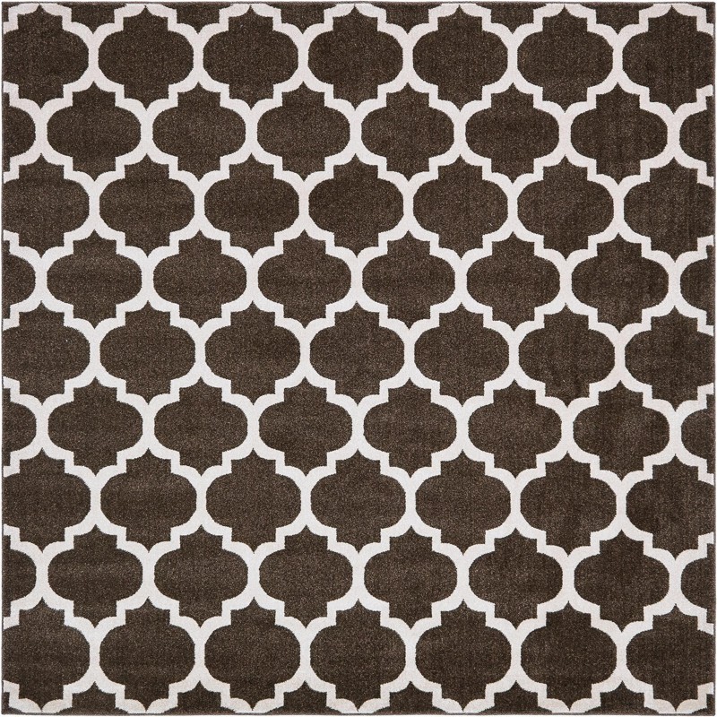 7' 10 x 7' 10 Arkwright · Trellis rug, chocolate brown and beige