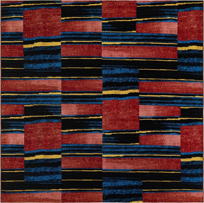 Conley · Abstract striped Outdoor Rug, red and black