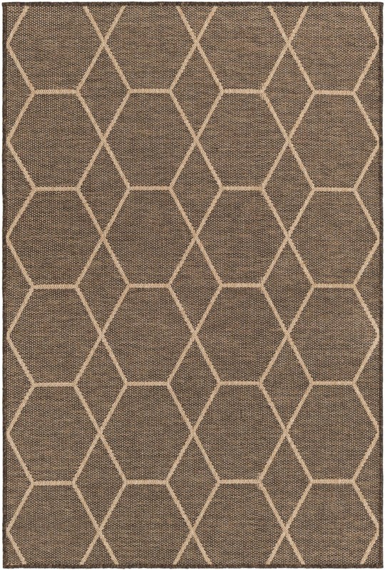 4' x 6' Richter · Geometric lattice rug, brown and natural