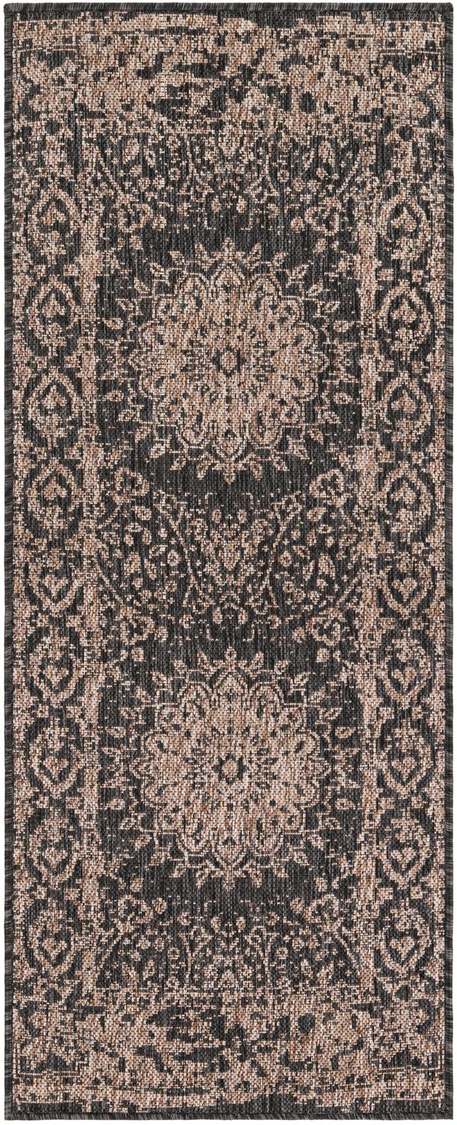 2' x 5' 3 Royce · Medallion Outdoor Rug, black and brown