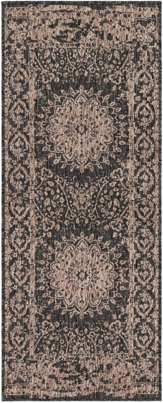 2' x 5' 3 Royce · Medallion Outdoor Rug, black and brown