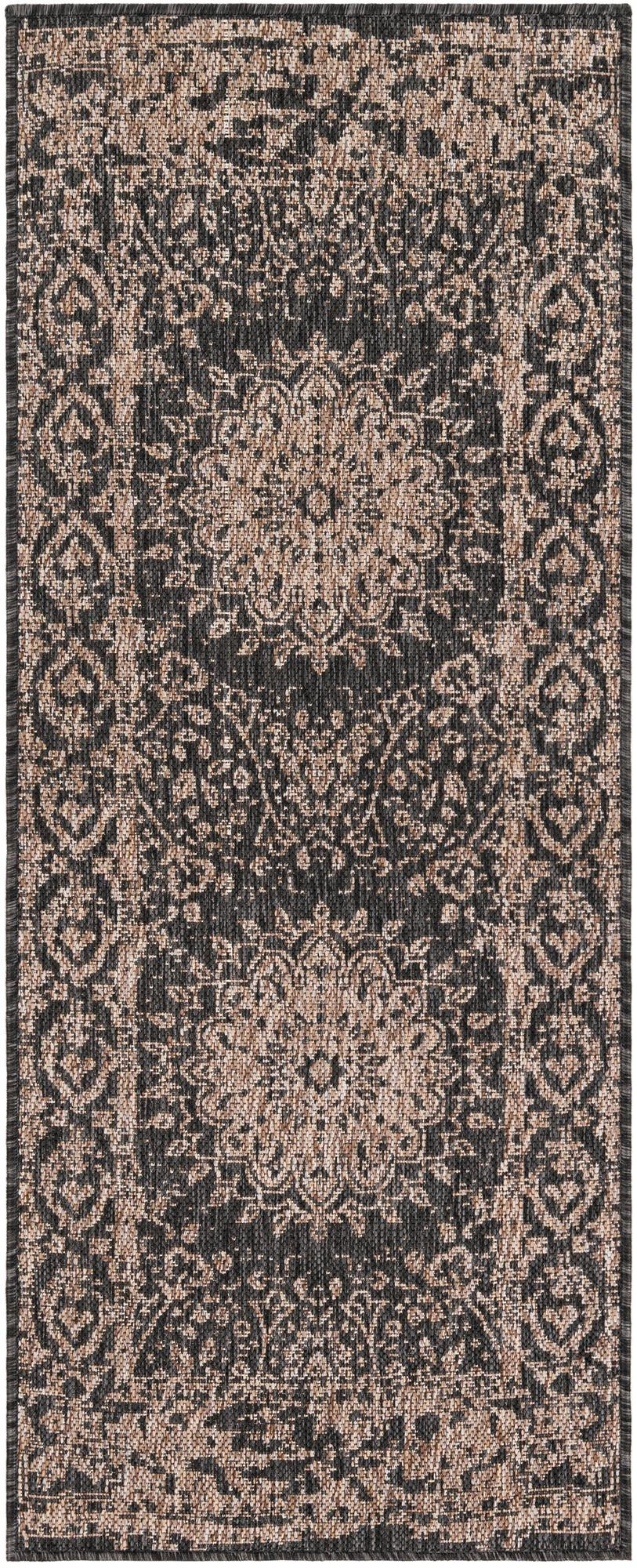 2' x 5' 3 Royce · Medallion Outdoor Rug, black and brown