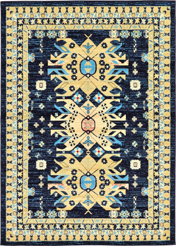 7' x 10' Isadora · Border rug, navy