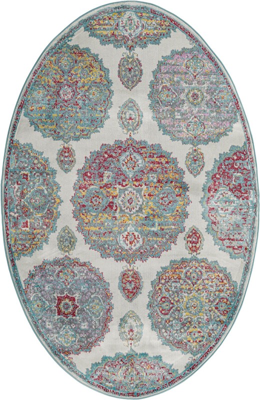 5' 5 x 8' Mather · Medallion rug, cream and multi